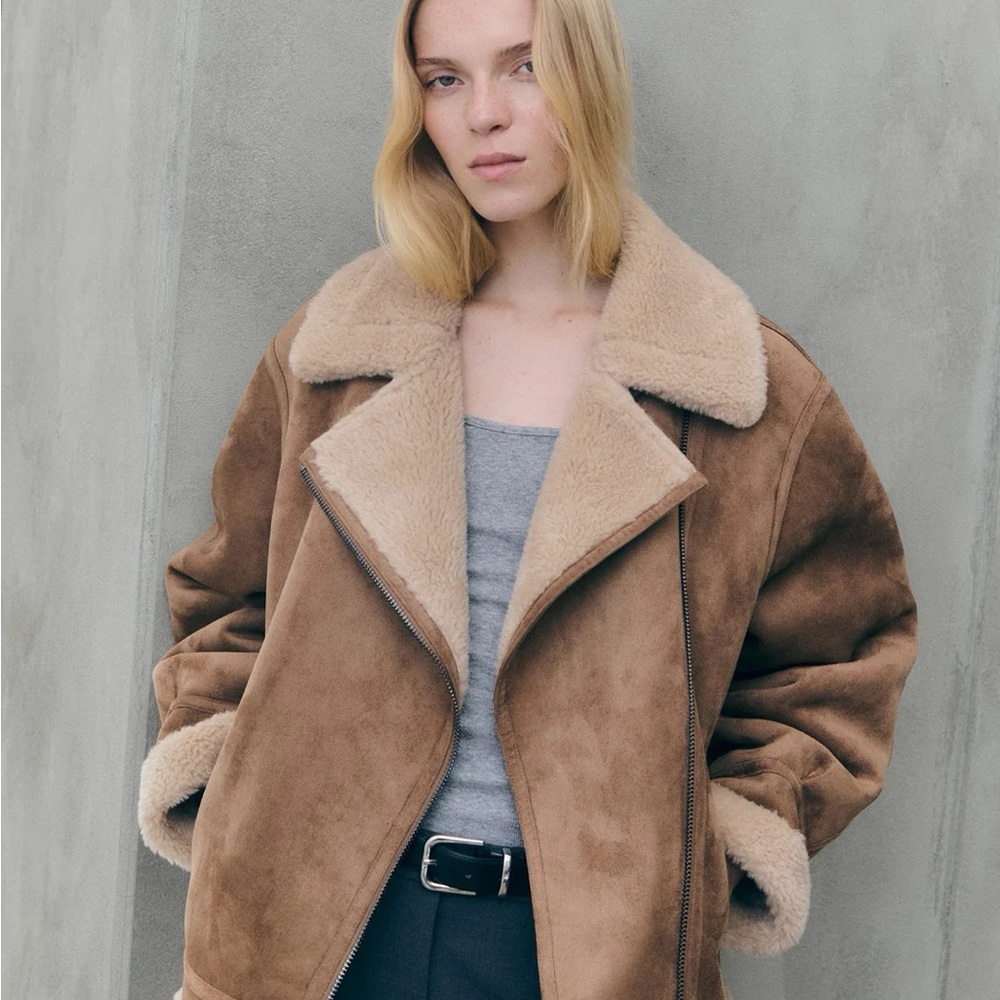 New Mango JACKET WITH SHEARLING-EFFECT LINING -XXS
